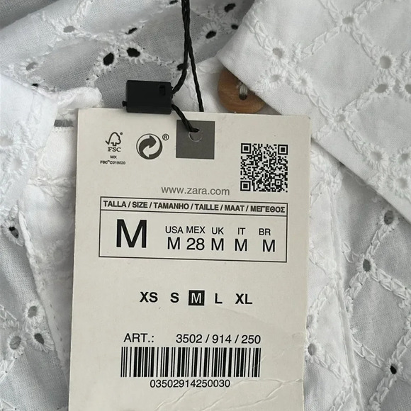 ZARA | White | BELTED EMBROIDERED MINI DRESS - Picture 13 of 14